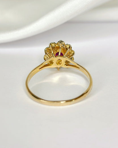 Bague Marguerite Rubis 0.60 carat &amp; Diamants "Coralie" - Elliade Paris