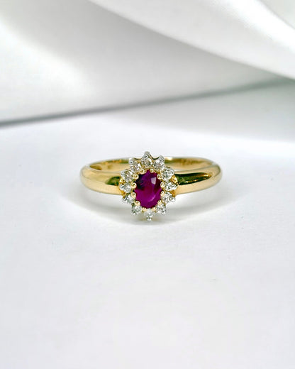 Bague Marguerite Rubis 0.62 carat &amp; 12 Diamants &quot;Micha&quot; - Elliade Paris