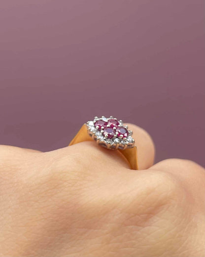 Bague Marguerite Rubis 0.64 carat &amp; Diamants &quot;Fanny&quot; - Elliade Paris