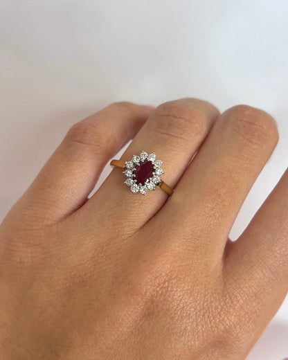 Bague Marguerite Rubis 0.66 carat &amp; Diamants 0.36 carat &quot;Rumi&quot; - Elliade Paris