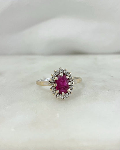 Bague Marguerite Rubis 0.70 carat &amp; Diamants &quot;Sybille&quot; - Elliade Paris