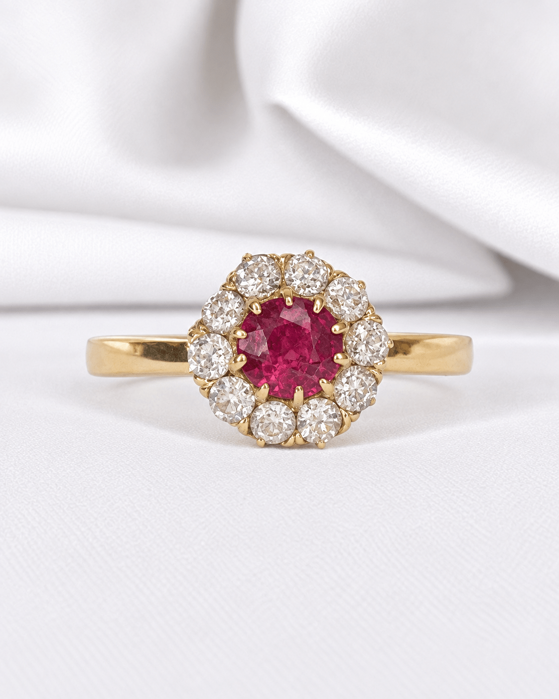 Bague Marguerite Rubis 0.71 carat &amp; Diamants 0.28 carat "Noémie" - Elliade Paris