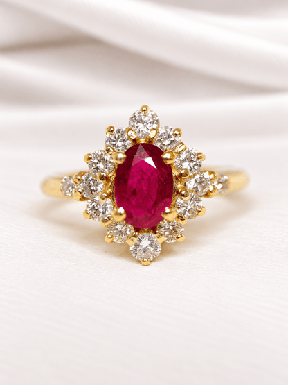 Bague Marguerite Rubis 0.75 carat &amp; Diamants 0.56 carat "Dakota" - Elliade Paris