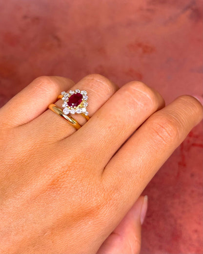 Bague Marguerite Rubis 0.75 carat &amp; Diamants 0.56 carat "Dakota" - Elliade Paris