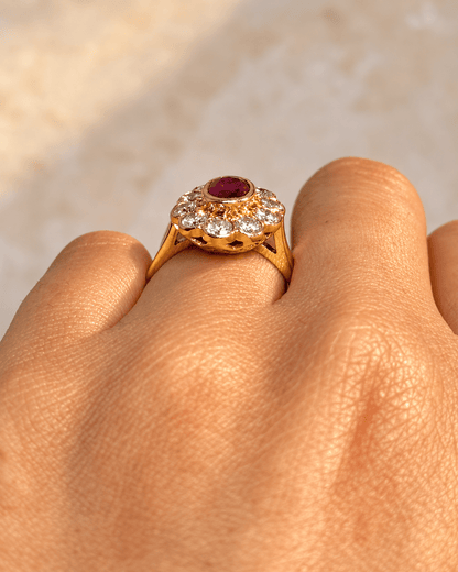 Bague Marguerite Rubis 0.76 carat &amp; Diamants 1 carat "Océane" - Elliade Paris