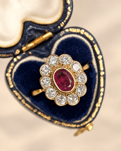 Bague Marguerite Rubis 0.76 carat &amp; Diamants 1 carat "Océane" - Elliade Paris