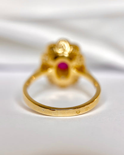 Bague Marguerite Rubis 0.76 carat &amp; Diamants 1 carat "Océane" - Elliade Paris