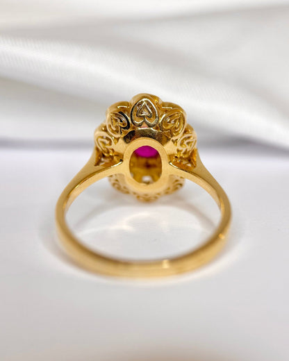 Bague Marguerite Rubis 0.76 carat &amp; Diamants 1 carat "Océane" - Elliade Paris