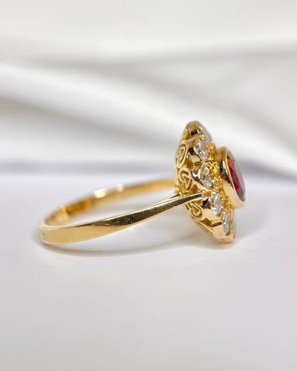 Bague Marguerite Rubis 0.76 carat &amp; Diamants 1 carat "Océane" - Elliade Paris