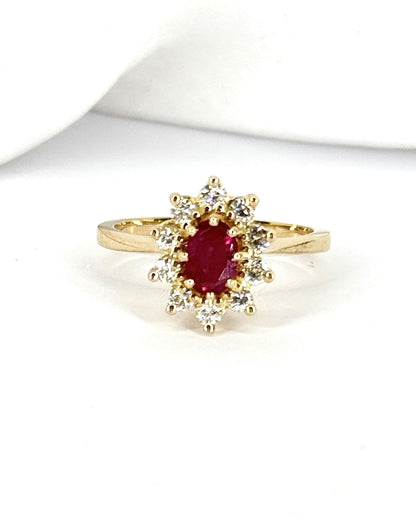 Bague Marguerite Rubis 0.79 carat &amp; Diamants 0.20 carat "Solange" - Elliade Paris