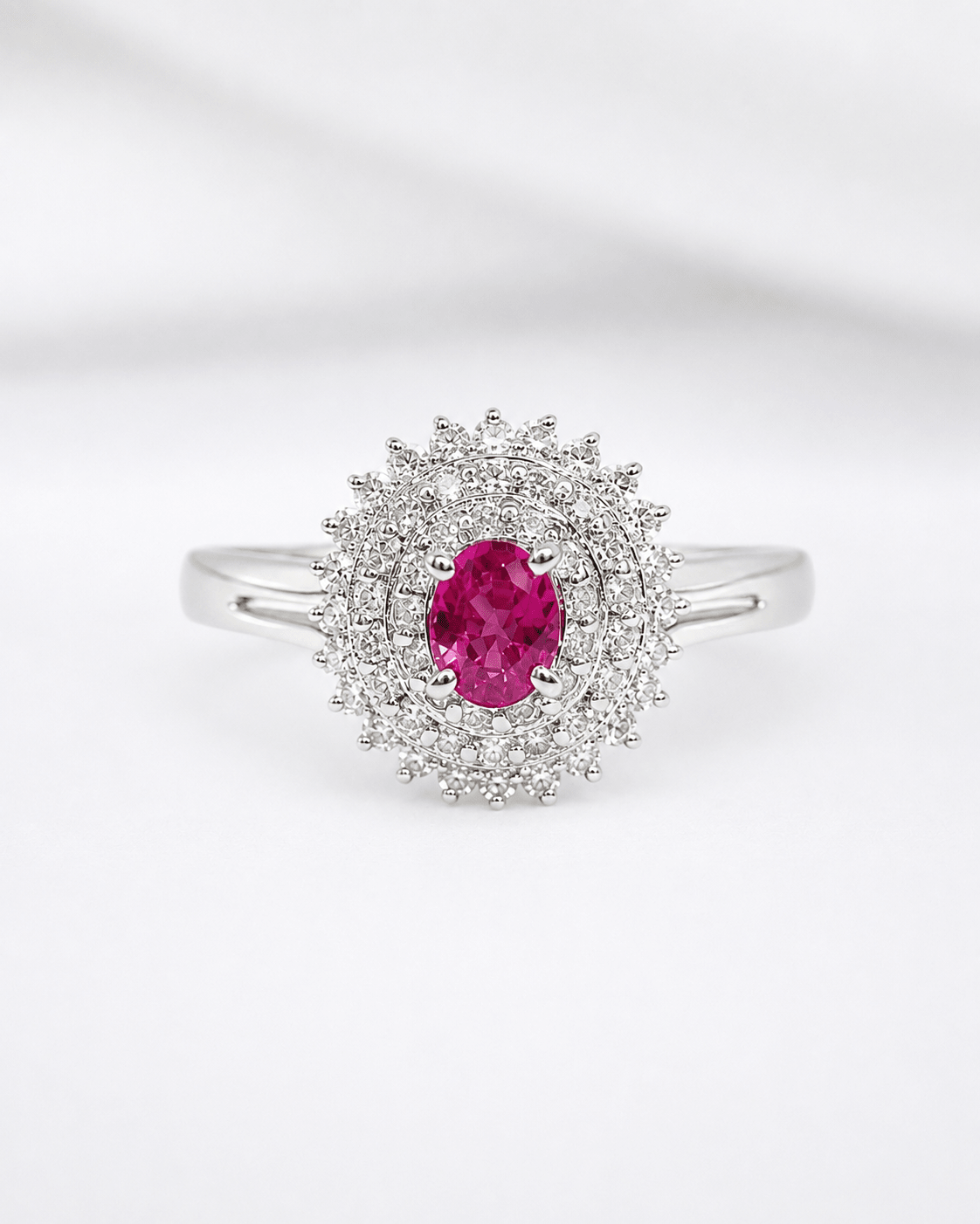 Bague Marguerite Rubis 0.80 carat &amp; Diamants 0.20 carat "Camilla" - Elliade Paris