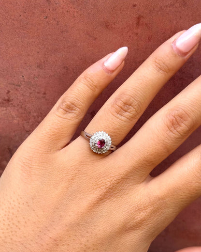 Bague Marguerite Rubis 0.80 carat &amp; Diamants 0.20 carat "Camilla" - Elliade Paris