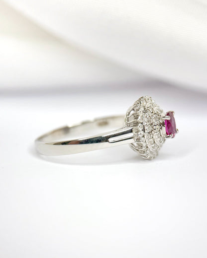 Bague Marguerite Rubis 0.80 carat &amp; Diamants 0.20 carat "Camilla" - Elliade Paris