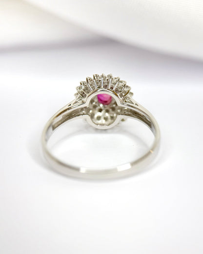 Bague Marguerite Rubis 0.80 carat &amp; Diamants 0.20 carat "Camilla" - Elliade Paris