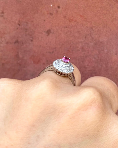 Bague Marguerite Rubis 0.80 carat &amp; Diamants 0.20 carat "Camilla" - Elliade Paris