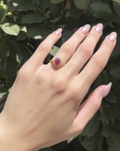 Bague Marguerite Rubis 0.90 carat &amp; Diamants &quot;Aglaé&quot; - Elliade Paris