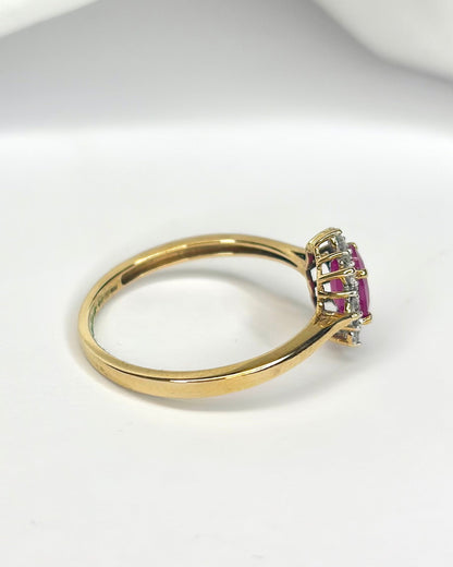 Bague Marguerite Rubis 0.94 carat &amp; Diamants 0.24 carat "Iris" - Elliade Paris