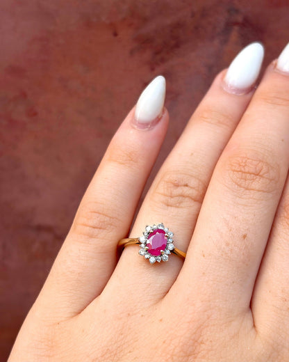 Bague Marguerite Rubis 0.94 carat &amp; Diamants 0.24 carat "Iris" - Elliade Paris