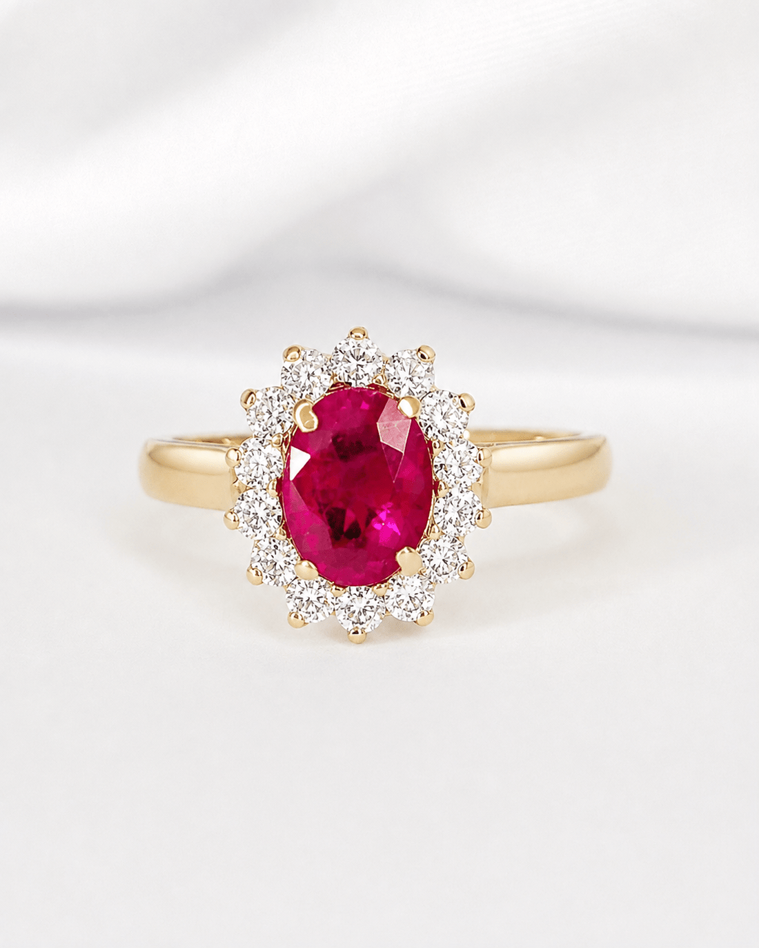 Bague Marguerite Rubis 1 carat &amp; Diamants 0.28 carat "Synthia" - Elliade Paris