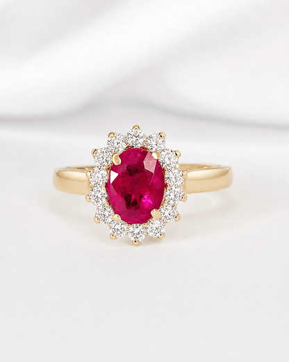Bague Marguerite Rubis 1 carat &amp; Diamants 0.28 carat "Synthia" - Elliade Paris