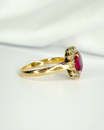 Bague Marguerite Rubis 1 carat &amp; Diamants 0.28 carat "Synthia" - Elliade Paris