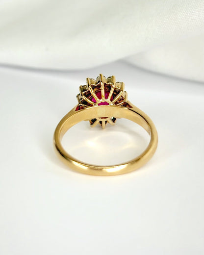 Bague Marguerite Rubis 1 carat &amp; Diamants 0.28 carat "Synthia" - Elliade Paris