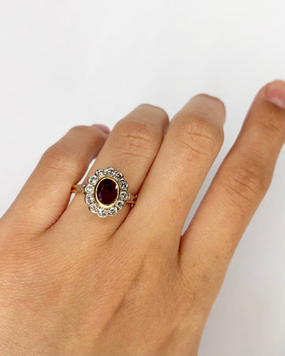 Bague Marguerite Rubis 1 carat &amp; Diamants 0.40 carat "Blanche" - Elliade Paris