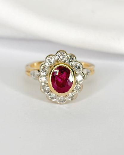 Bague Marguerite Rubis 1 carat &amp; Diamants 0.40 carat "Blanche" - Elliade Paris