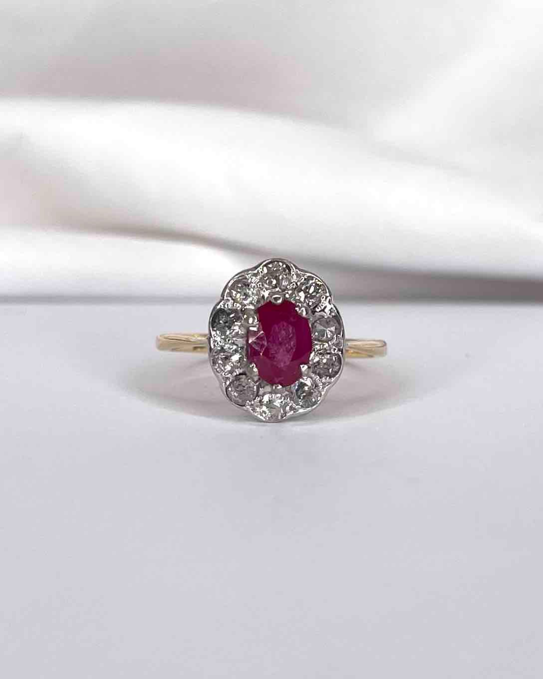 Bague Marguerite Rubis 1 carat &amp; Diamants 0.40 carat "Sienna" - Elliade Paris