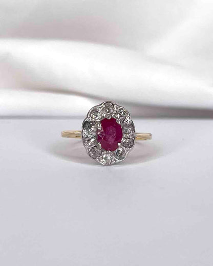 Bague Marguerite Rubis 1 carat &amp; Diamants 0.40 carat &quot;Sienna&quot; - Elliade Paris