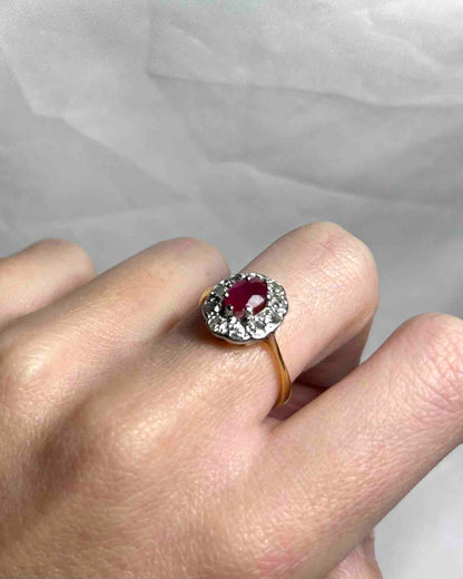 Bague Marguerite Rubis 1 carat &amp; Diamants 0.40 carat &quot;Sienna&quot; - Elliade Paris