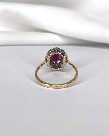 Bague Marguerite Rubis 1 carat &amp; Diamants 0.40 carat &quot;Sienna&quot; - Elliade Paris