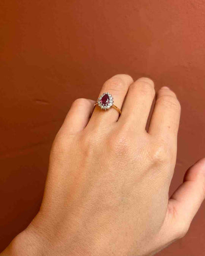 Bague Marguerite Rubis 1 Carat &amp; Diamants &quot;Tatiana&quot; - Elliade Paris