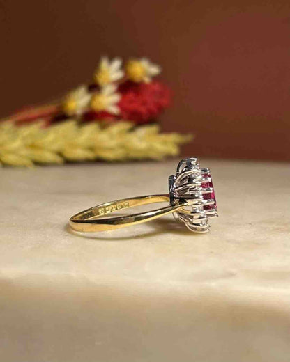 Bague Marguerite Rubis 1 Carat &amp; Diamants &quot;Tatiana&quot; - Elliade Paris