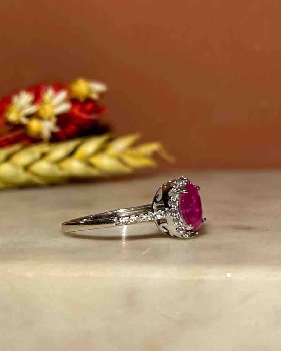 Bague Marguerite Rubis 1 Carat et Diamants "Enola" - Elliade Paris