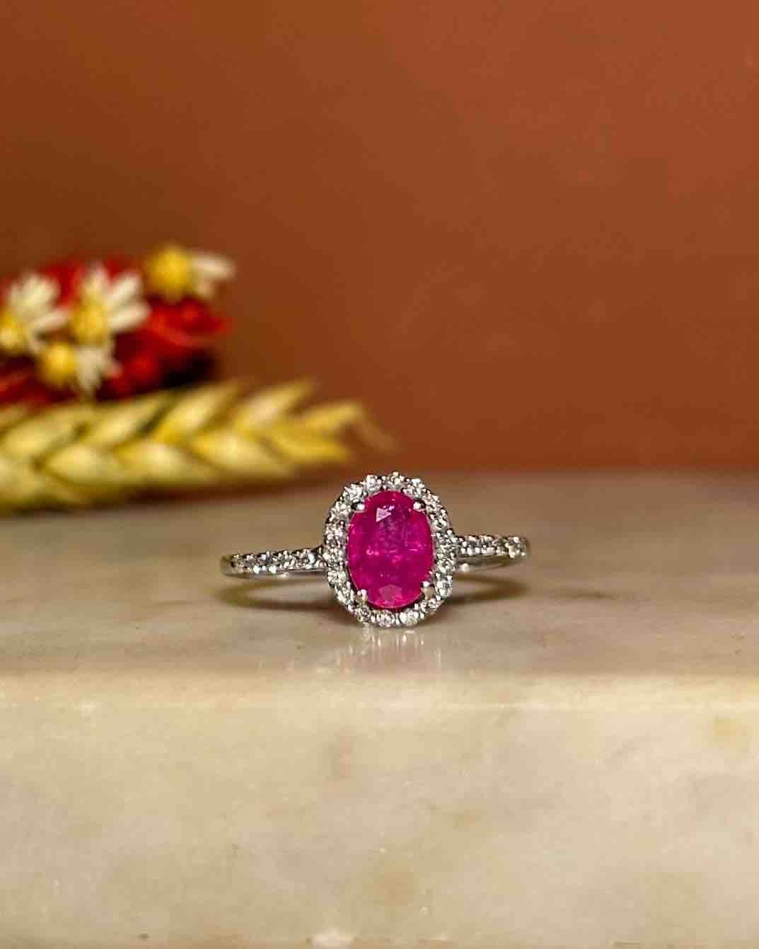 Bague Marguerite Rubis 1 Carat et Diamants "Enola" - Elliade Paris