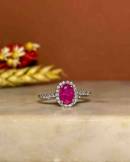 Bague Marguerite Rubis 1 Carat et Diamants &quot;Enola&quot; - Elliade Paris