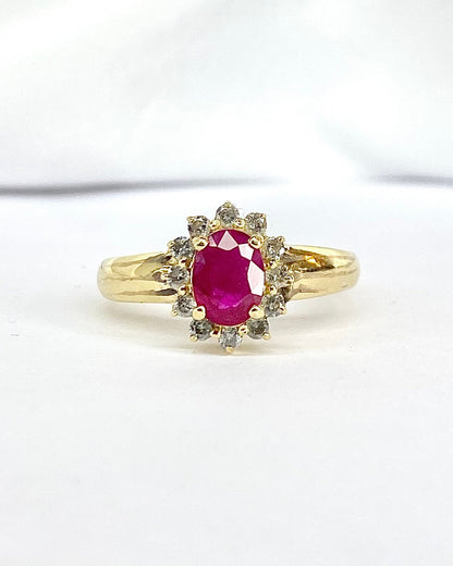 Bague Marguerite Rubis 1.06 carat &amp; Diamants "Blanche" - Elliade Paris