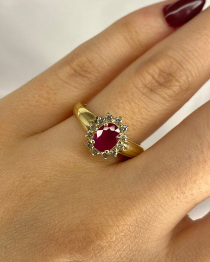 Bague Marguerite Rubis 1.06 carat &amp; Diamants "Blanche" - Elliade Paris