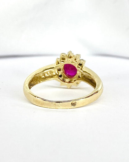 Bague Marguerite Rubis 1.06 carat &amp; Diamants "Blanche" - Elliade Paris