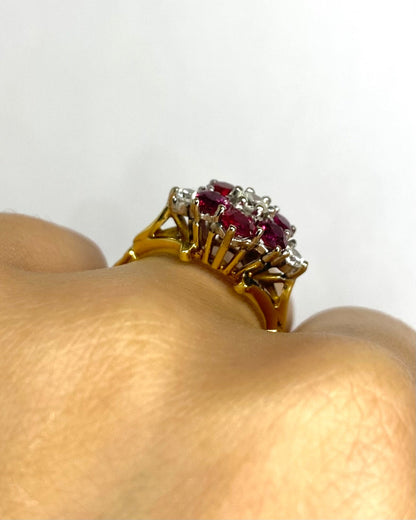 Bague Marguerite Rubis 1.08 carat &amp; Diamants 0.26 carat "Vivienne" - Elliade Paris
