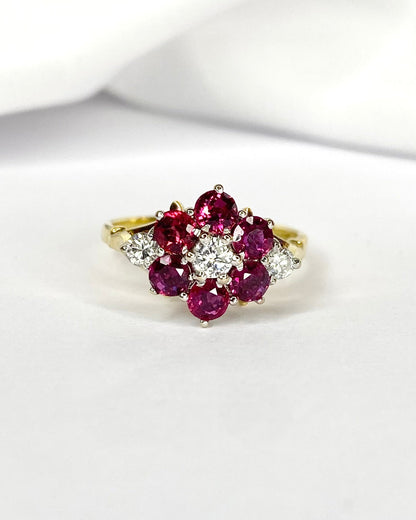 Bague Marguerite Rubis 1.08 carat &amp; Diamants 0.26 carat "Vivienne" - Elliade Paris