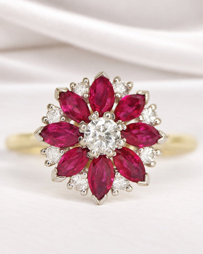 Bague Marguerite Rubis 1.20 carat &amp; Diamants "Teresa" - Elliade Paris