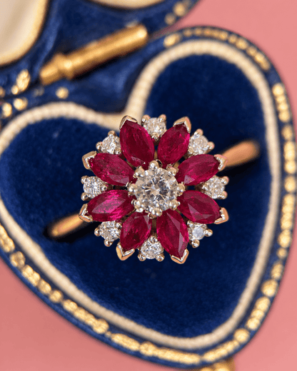 Bague Marguerite Rubis 1.20 carat &amp; Diamants "Teresa" - Elliade Paris