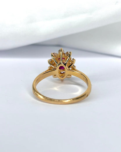 Bague Marguerite Rubis 1.30 carat &amp; Diamants 0.40 carat &quot;Alicia&quot; - Elliade Paris