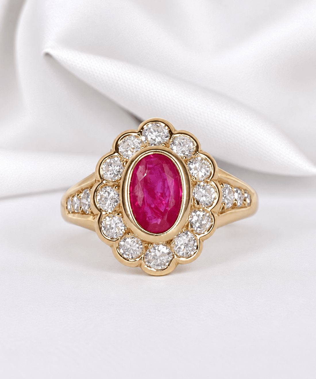 Bague Marguerite Rubis 1.31 carat &amp; Diamants 0.71 carat "Fanny" - Elliade Paris