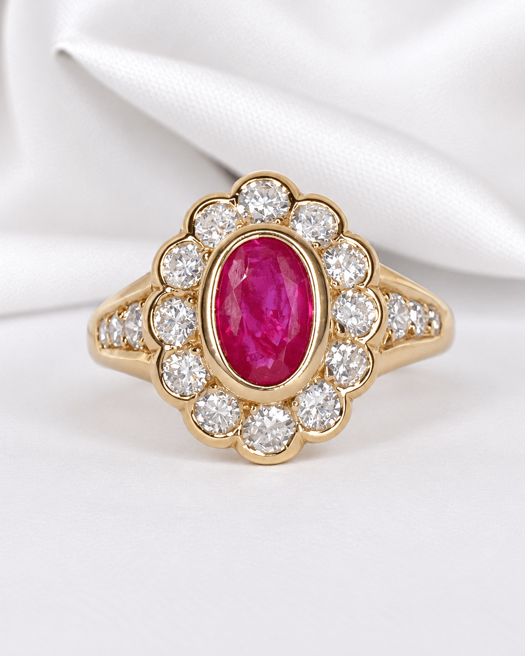 Bague Marguerite Rubis 1.31 carat &amp; Diamants 0.71 carat "Fanny" - Elliade Paris