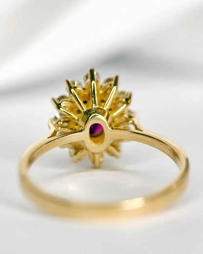 Bague Marguerite Rubis 1.42 carat &amp; Diamants "Louise" - Elliade Paris