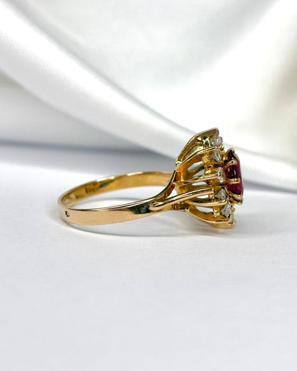 Bague Marguerite Rubis 1.45 carat &amp; Diamants 0.30 carat "Eliane" - Elliade Paris