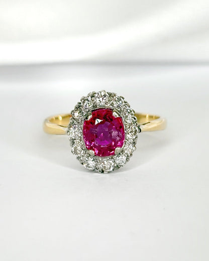 Bague Marguerite Rubis 1.50 carat &amp; 12 Diamants "Giulia" - Elliade Paris